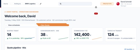 CargoVerse: operations dashboard med tilbud, konvertering, provisjon og cargo in transit